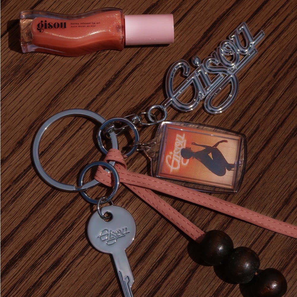 Gisou Miami Pop Up Silver and Pink Keychain with Charm Limited Edition